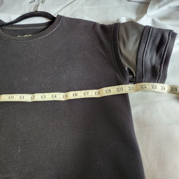 Rag & Bone S short sleeve sweatshirt with leather details, black - Picture 8 of 9